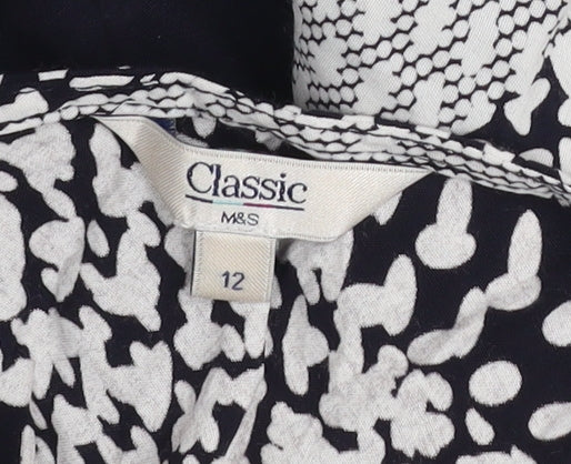 Marks and Spencer Women Black Geometric A-Line Dress Size 12