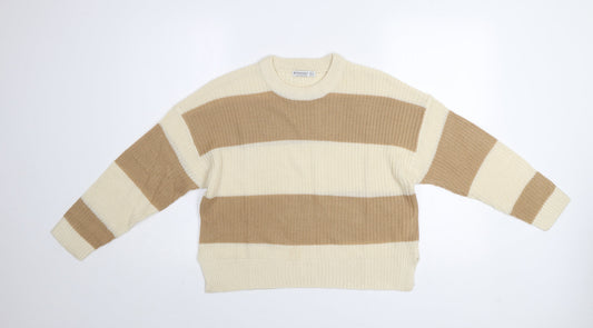 Womens UK Size XS Stradivarius Beige Pullover Jumper