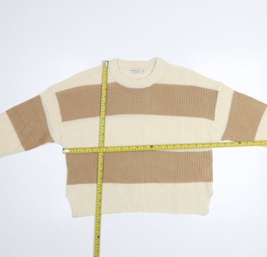 Womens UK Size XS Stradivarius Beige Pullover Jumper