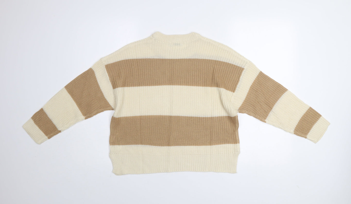 Womens UK Size XS Stradivarius Beige Pullover Jumper