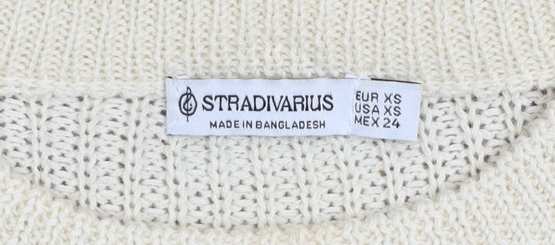 Womens UK Size XS Stradivarius Beige Pullover Jumper