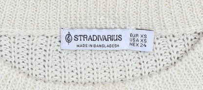 Womens UK Size XS Stradivarius Beige Pullover Jumper