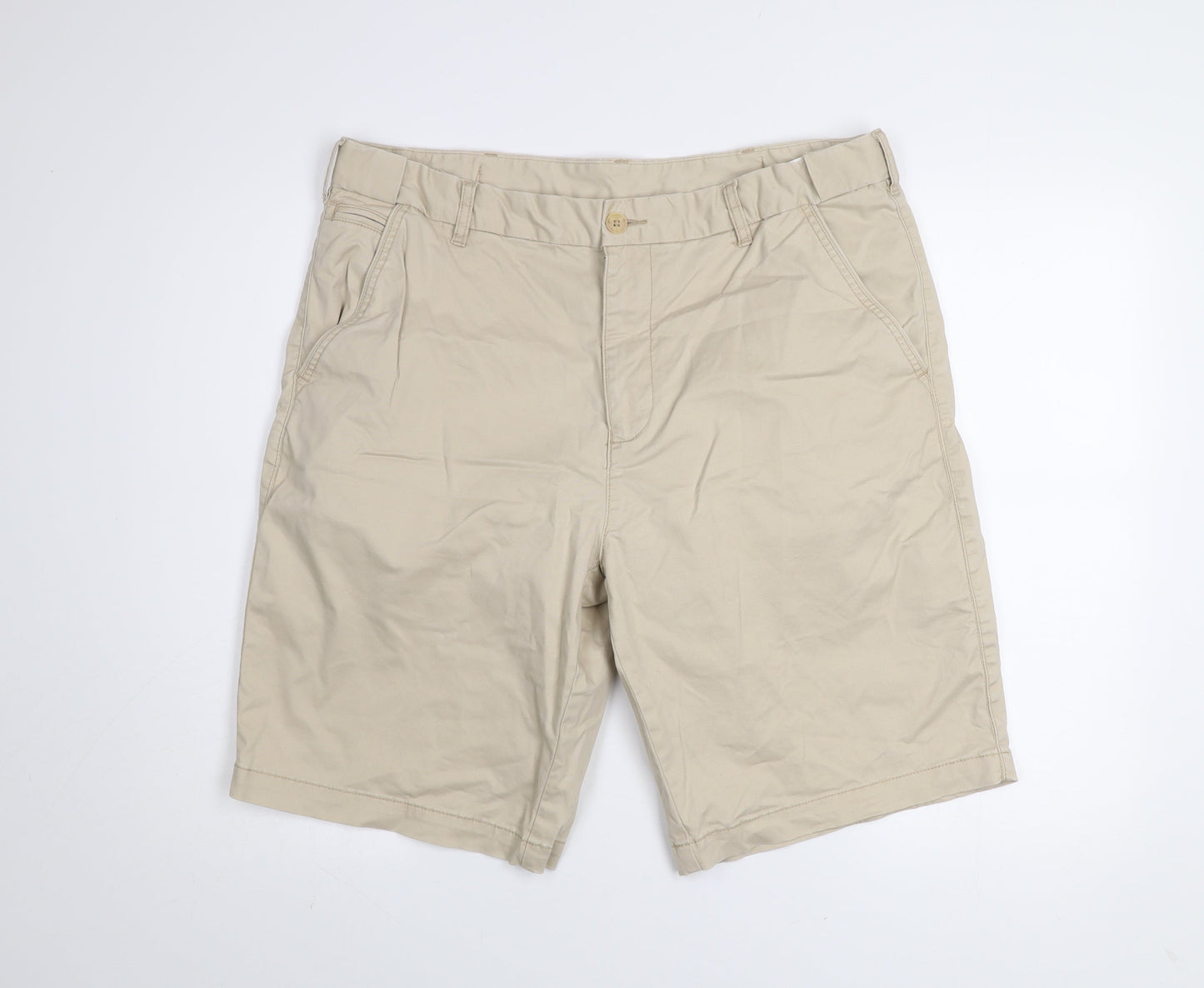 Dunnes Stores Men's Beige Chino Shorts 38in Regular Fit Cotton Blend
