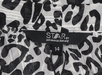 Star by Julien Macdonald Women’s Black Leopard Print Blouse Size 14