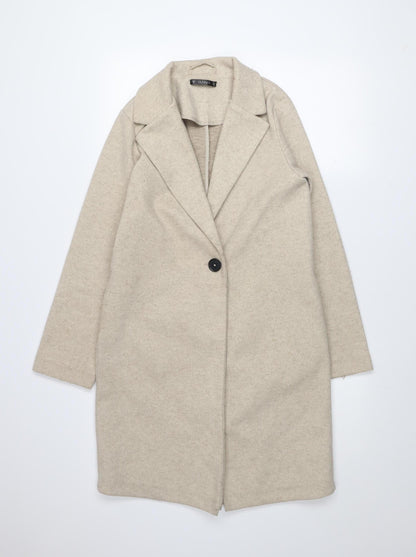 Dunnes Women’s Beige XS Mid-Length Overcoat Button Classic Style