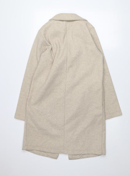 Dunnes Women’s Beige XS Mid-Length Overcoat Button Classic Style