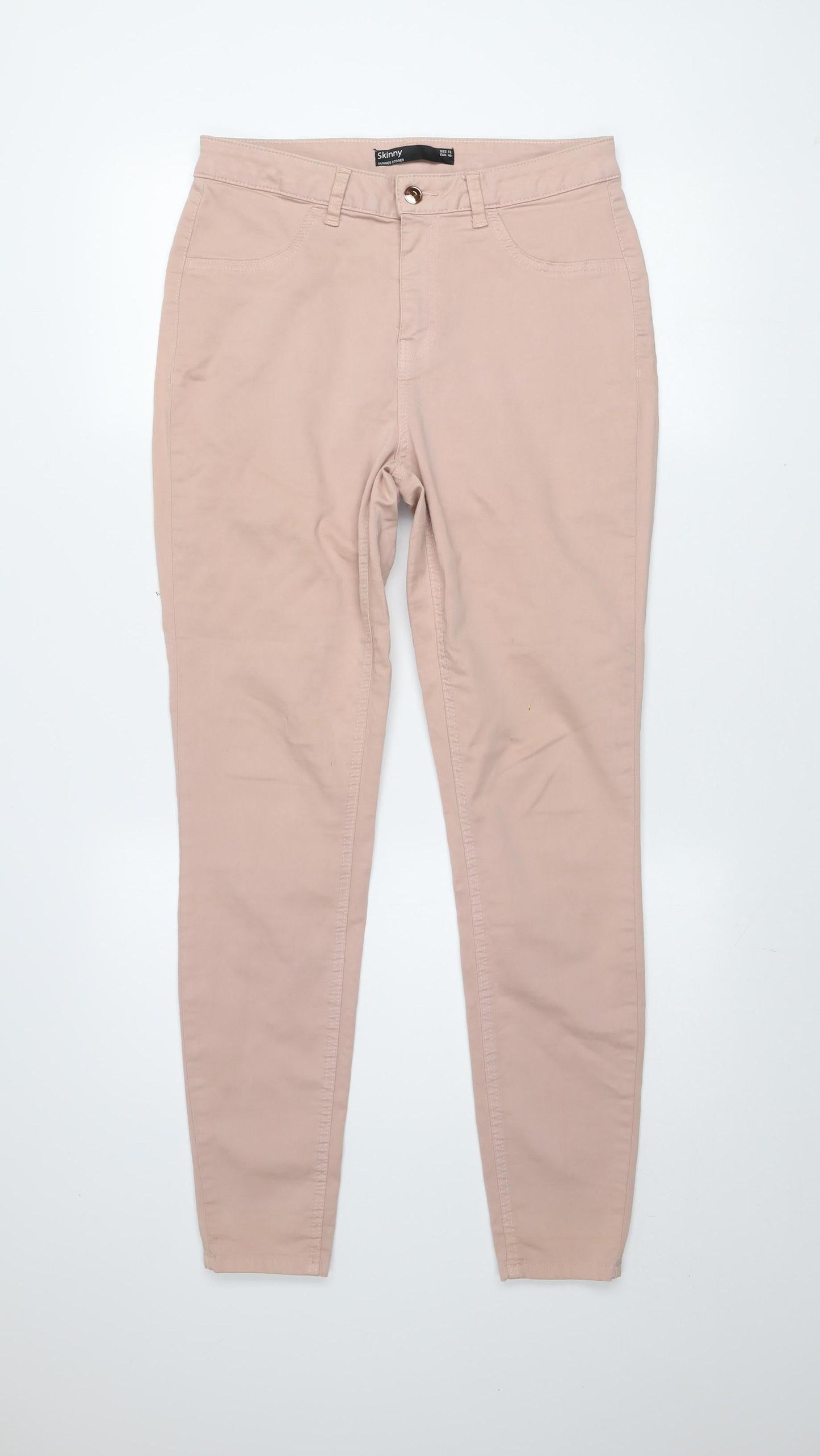 Dunnes Stores Women Skinny Beige Cotton Blend Trousers Size 12