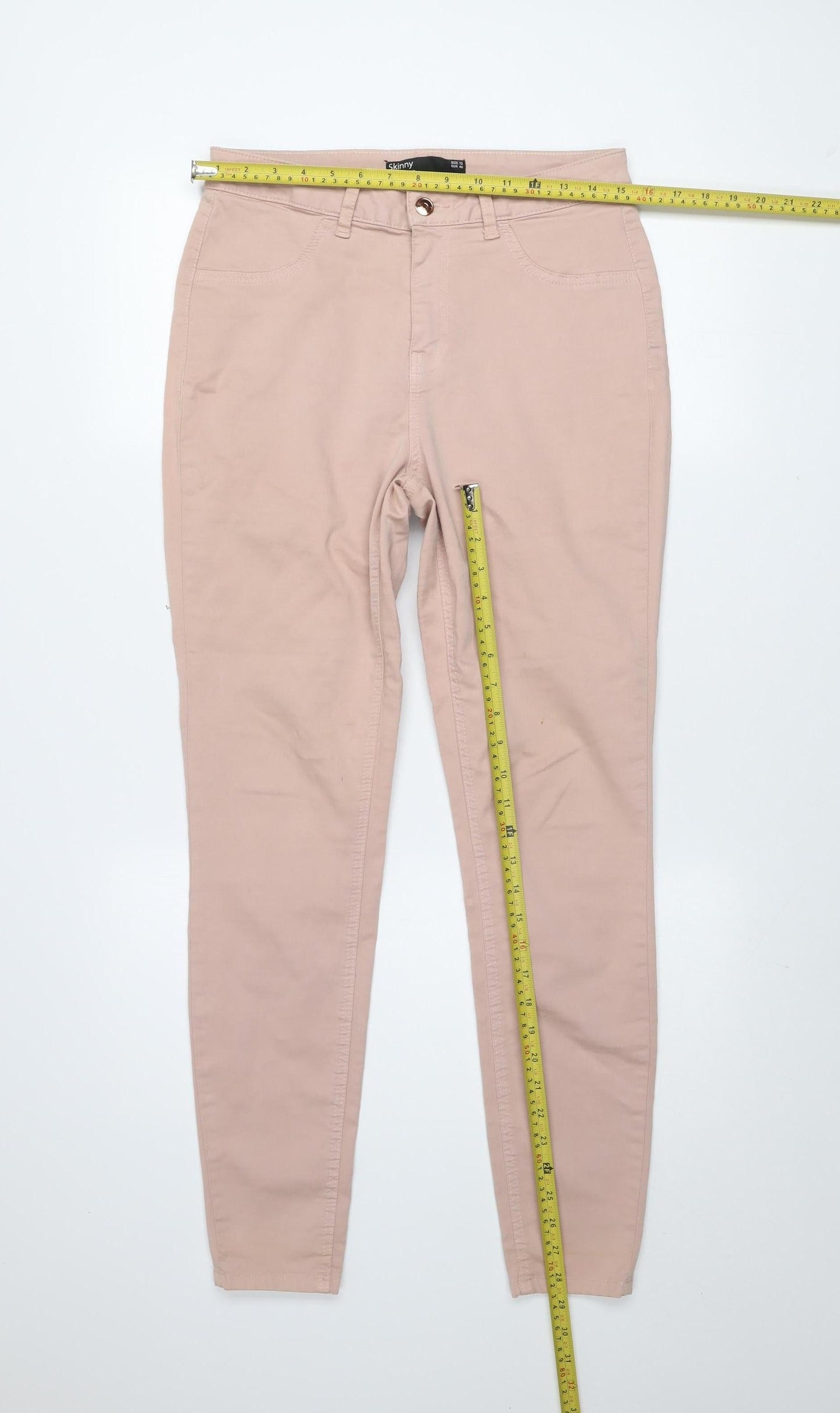 Dunnes Stores Women Skinny Beige Cotton Blend Trousers Size 12
