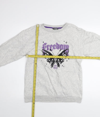 Primark Girls Grey Freedom Butterfly Graphic Pullover Sweatshirt 12-13 Years