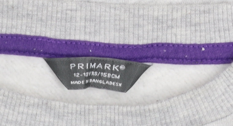 Primark Girls Grey Freedom Butterfly Graphic Pullover Sweatshirt 12-13 Years