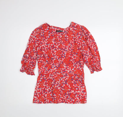 Womens UK Size XS Dunnes Red Tunic Blouse