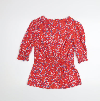 Womens UK Size XS Dunnes Red Tunic Blouse