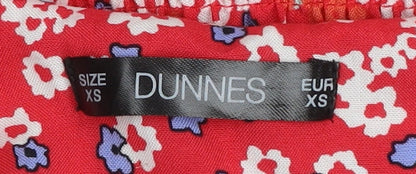 Womens UK Size XS Dunnes Red Tunic Blouse