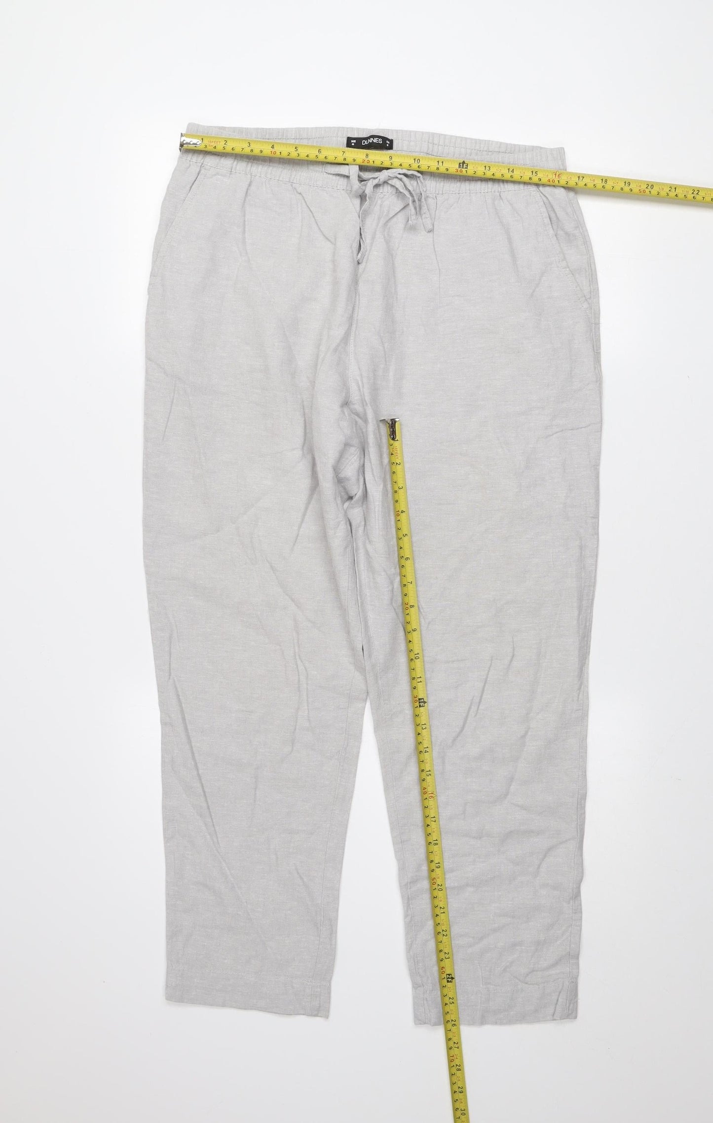 Dunnes Men's Grey Linen Blend Chino Trousers Size M