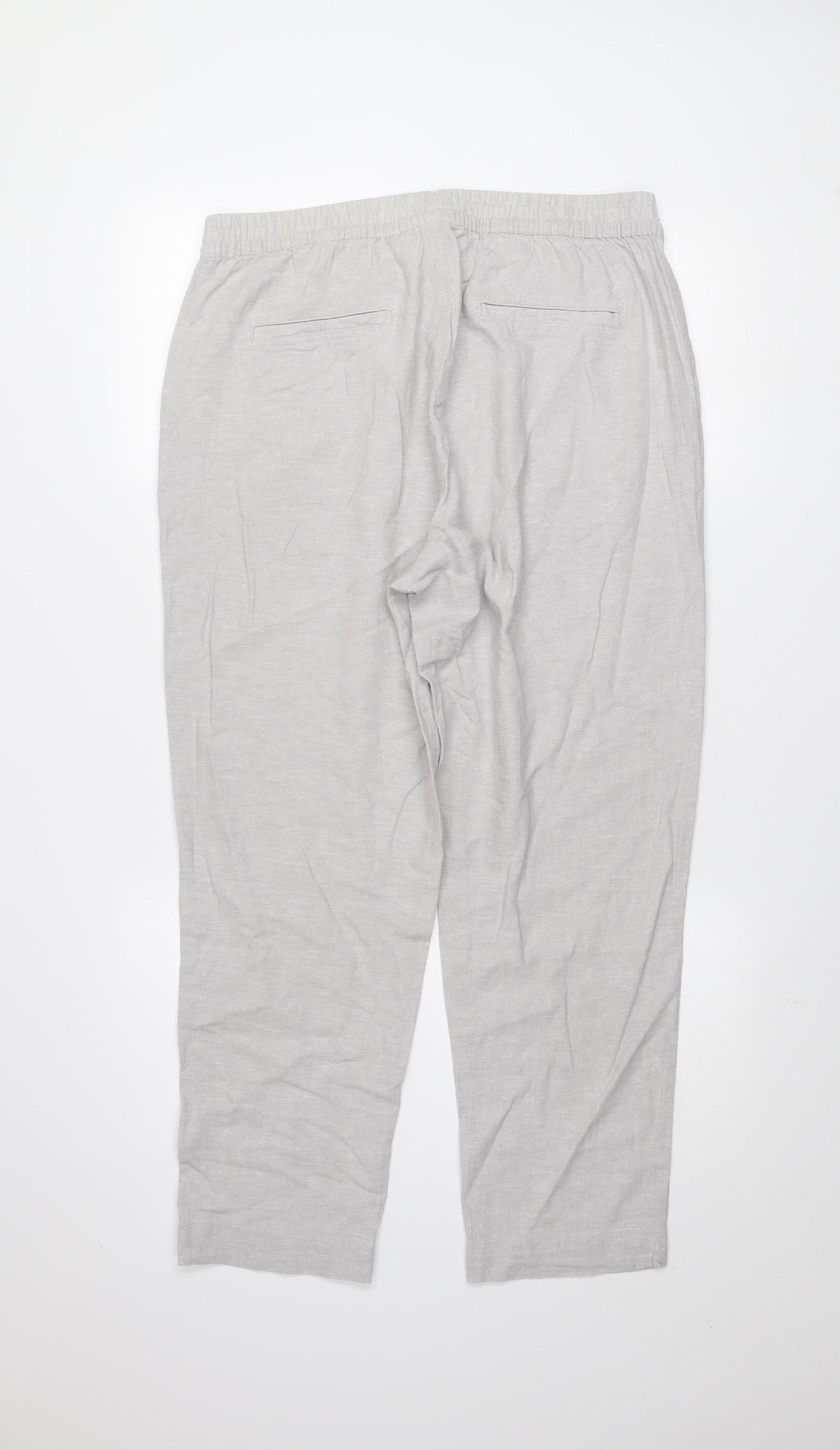 Dunnes Men's Grey Linen Blend Chino Trousers Size M