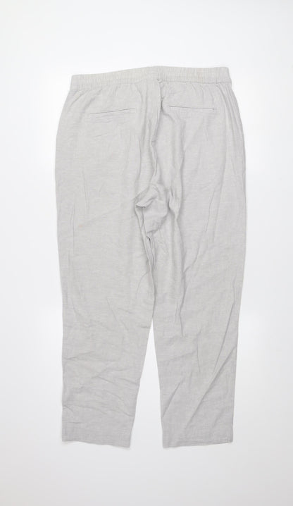 Dunnes Men's Grey Linen Blend Chino Trousers Size M
