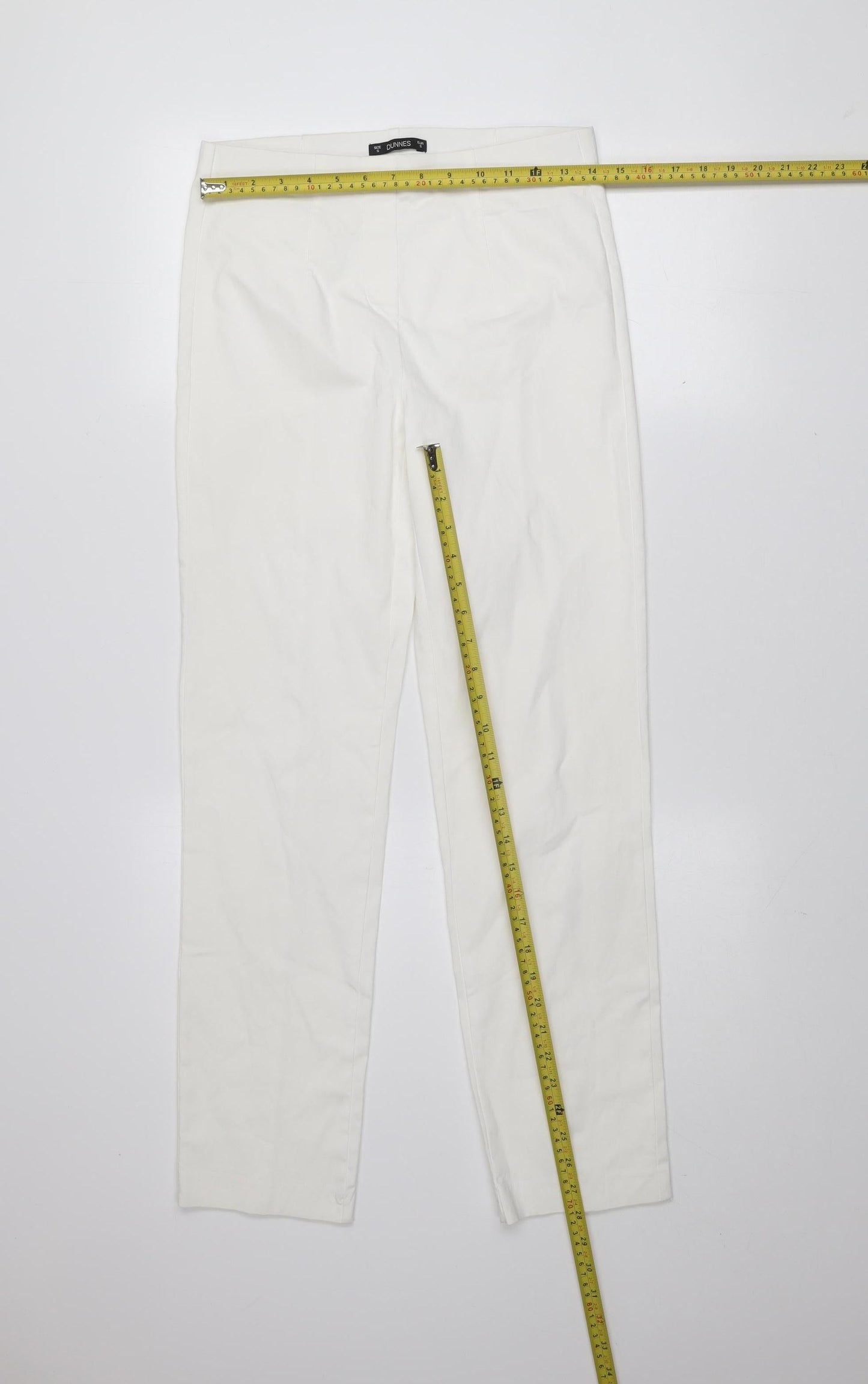 Womens UK Size S Dunnes Slim Fit Casual Workwear White Trousers