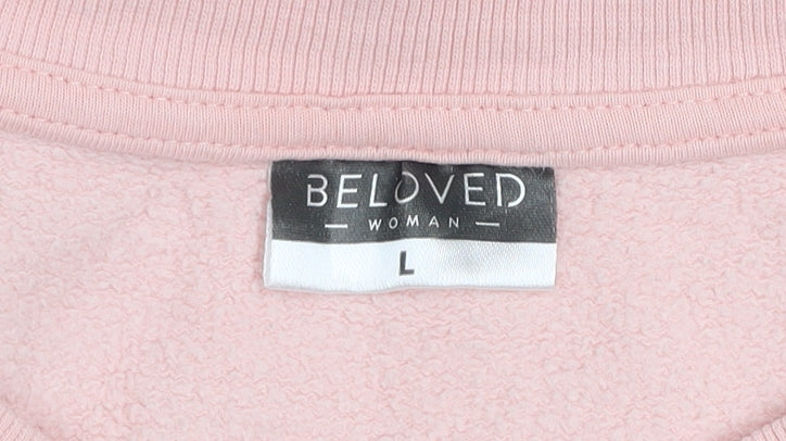 Womens UK Size L Beloved Pink Pullover Sweatshirt
