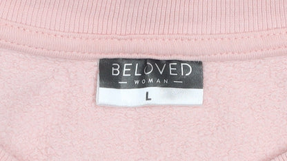 Womens UK Size L Beloved Pink Pullover Sweatshirt