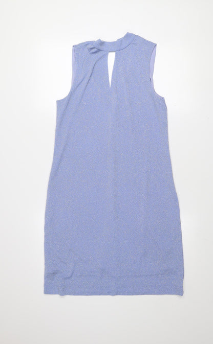 Next Women Purple Glitter Shift Party Dress Size 12 Sleeveless