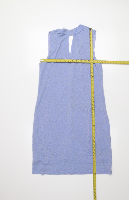Next Women Purple Glitter Shift Party Dress Size 12 Sleeveless
