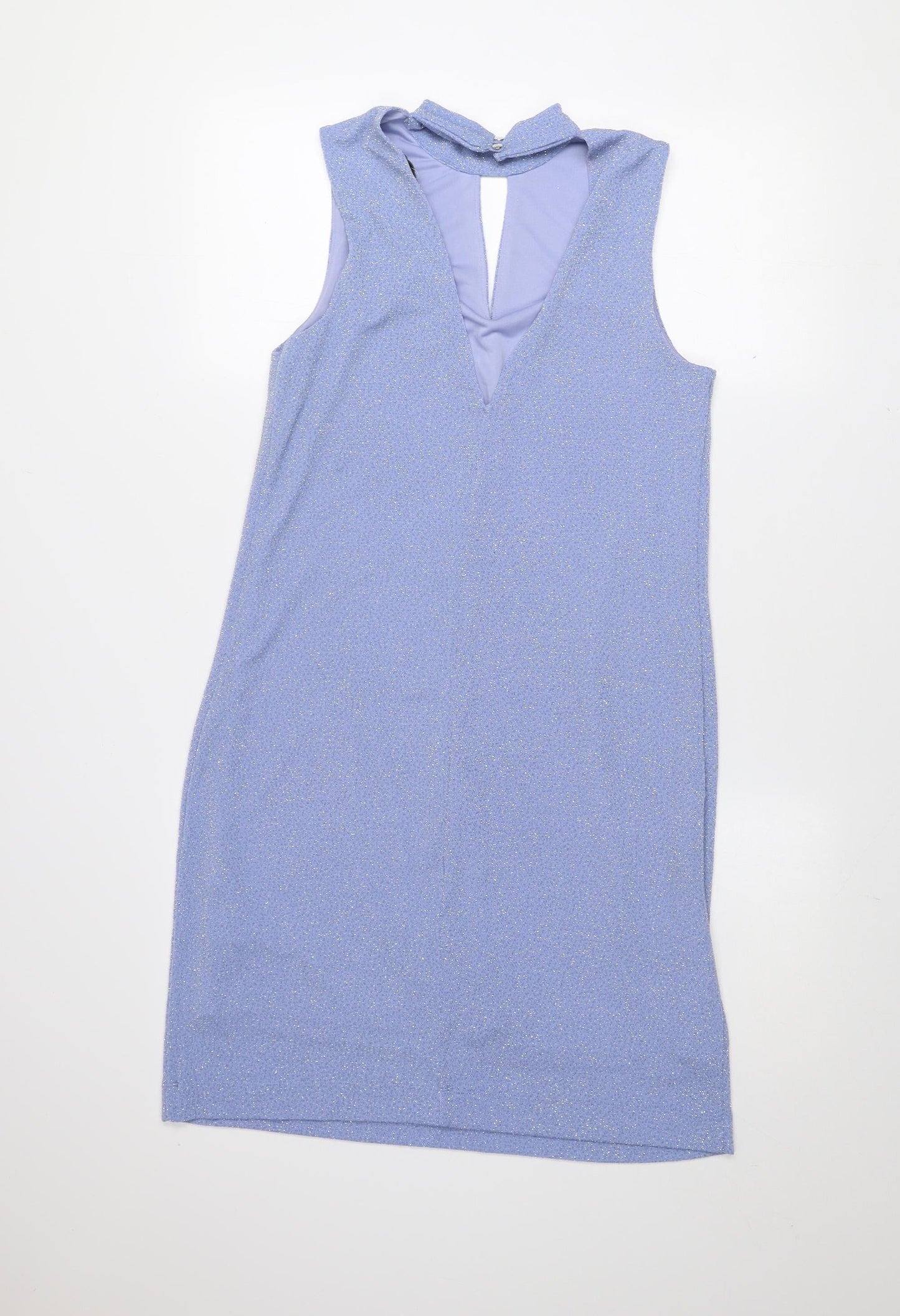 Next Women Purple Glitter Shift Party Dress Size 12 Sleeveless