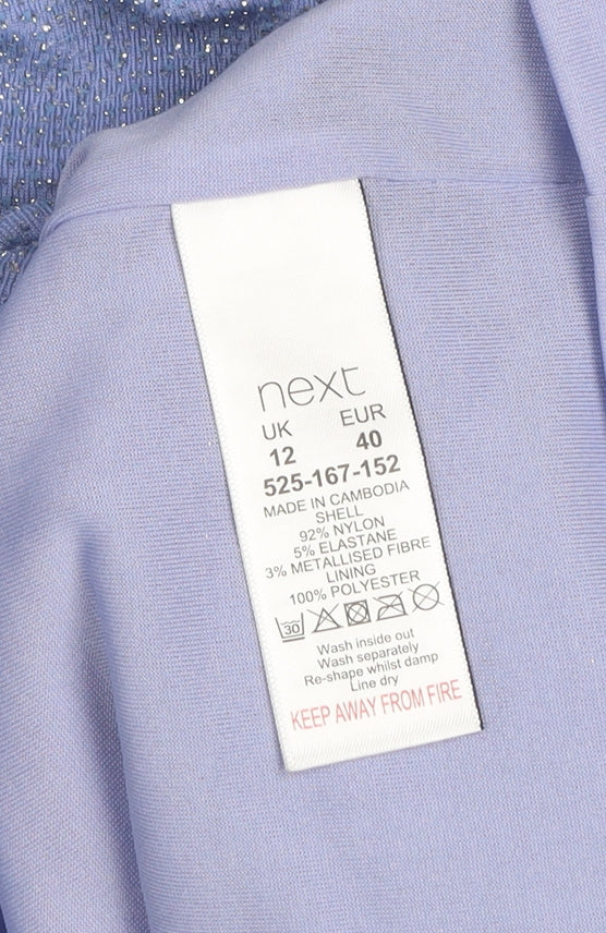 Next Women Purple Glitter Shift Party Dress Size 12 Sleeveless