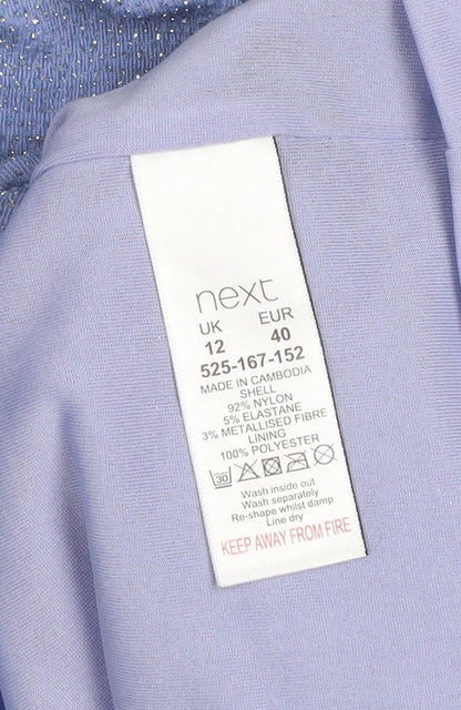 Next Women Purple Glitter Shift Party Dress Size 12 Sleeveless