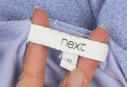 Next Women Purple Glitter Shift Party Dress Size 12 Sleeveless