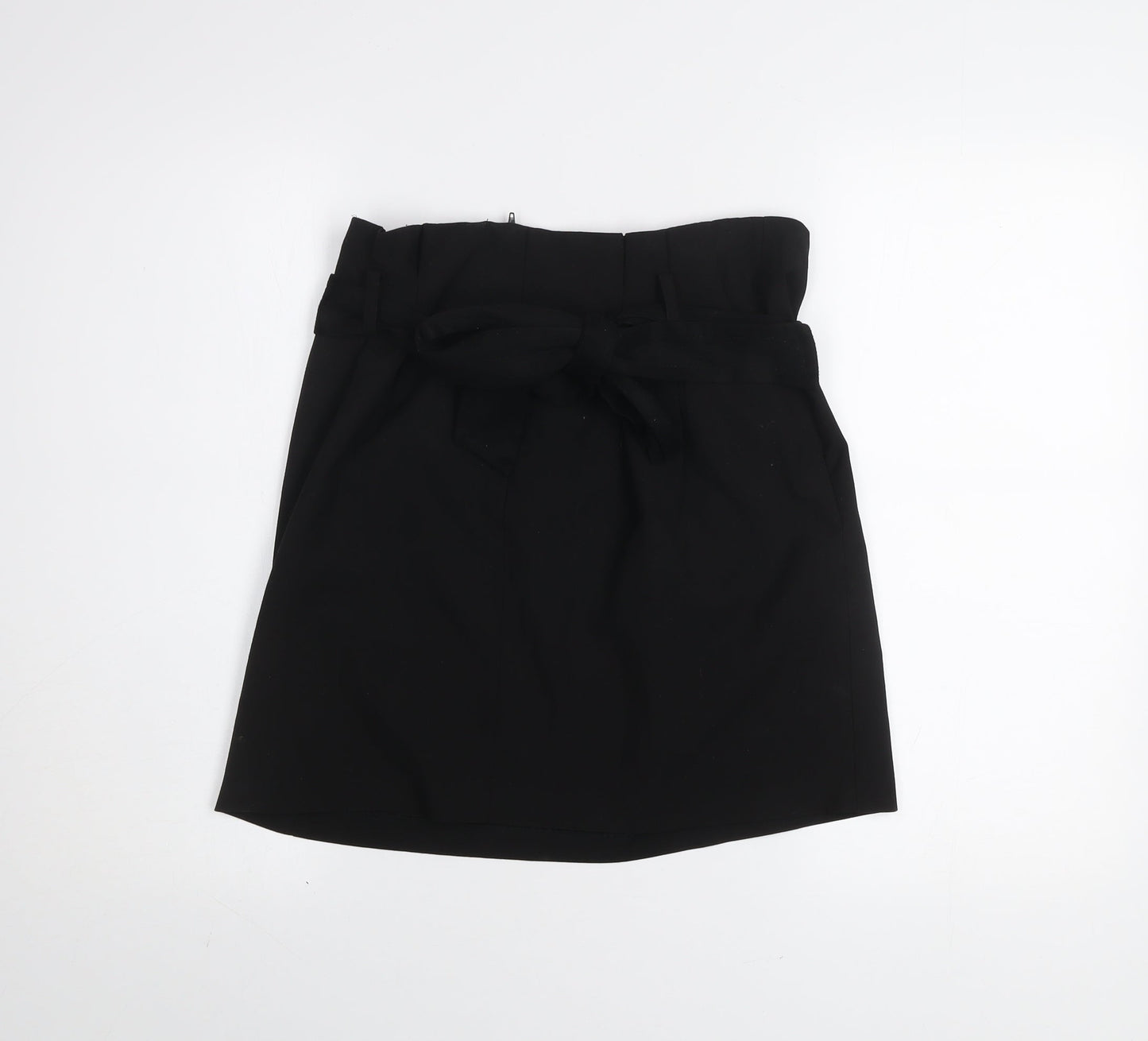 Miss Selfridge Women Black UK 10 Wrap Mini Skirt with Bow Belt