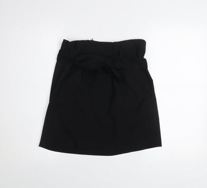 Miss Selfridge Women Black UK 10 Wrap Mini Skirt with Bow Belt