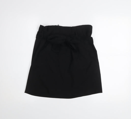 Miss Selfridge Women Black UK 10 Wrap Mini Skirt with Bow Belt