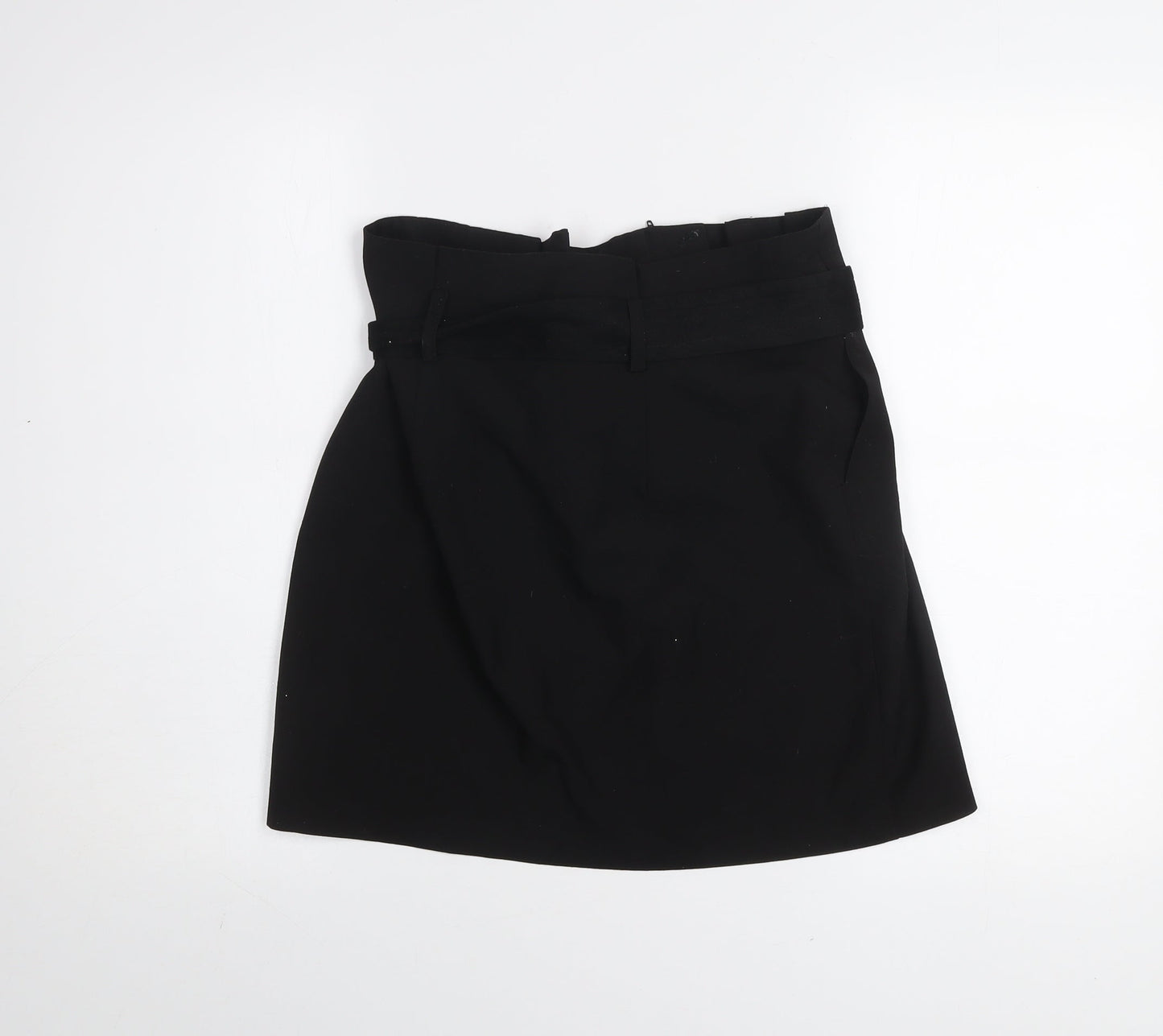 Miss Selfridge Women Black UK 10 Wrap Mini Skirt with Bow Belt
