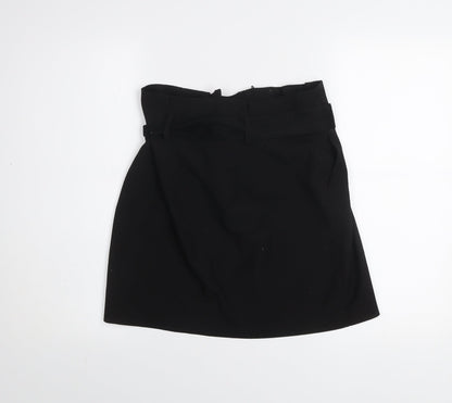 Miss Selfridge Women Black UK 10 Wrap Mini Skirt with Bow Belt