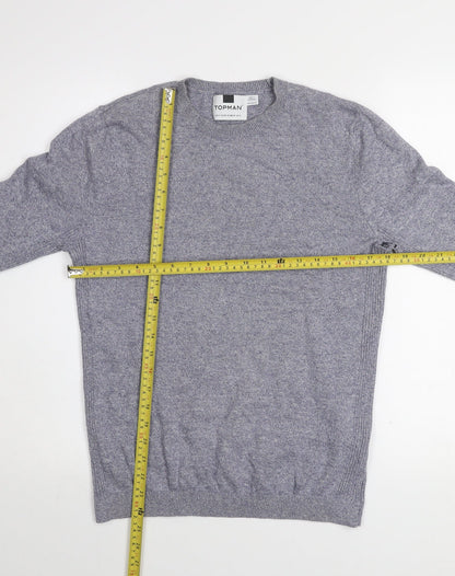 Topman Men’s Grey Cotton Crew Neck Pullover Jumper Size S