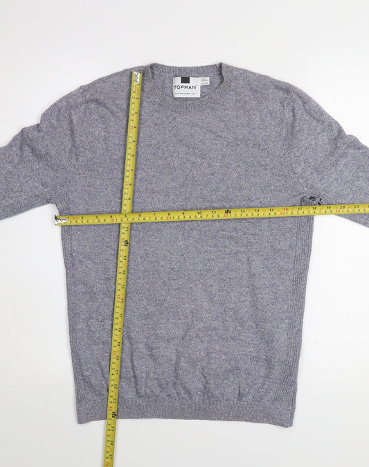 Topman Men’s Grey Cotton Crew Neck Pullover Jumper Size S