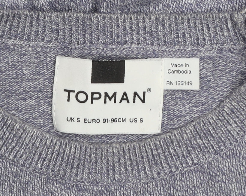 Topman Men’s Grey Cotton Crew Neck Pullover Jumper Size S