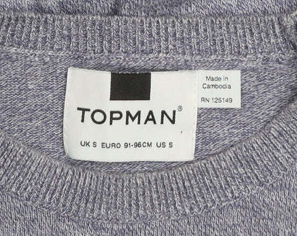 Topman Men’s Grey Cotton Crew Neck Pullover Jumper Size S
