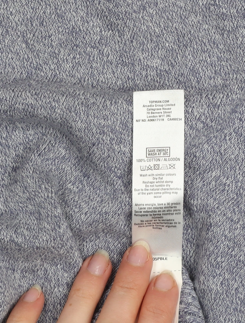 Topman Men’s Grey Cotton Crew Neck Pullover Jumper Size S