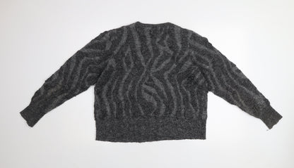 Gallery Women's Grey Beaded Animal Knit Jumper Size M