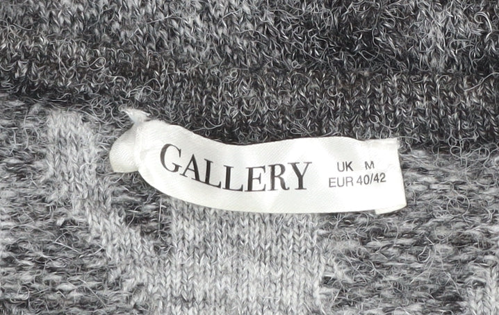 Gallery Women's Grey Beaded Animal Knit Jumper Size M