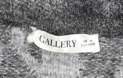 Gallery Women's Grey Beaded Animal Knit Jumper Size M