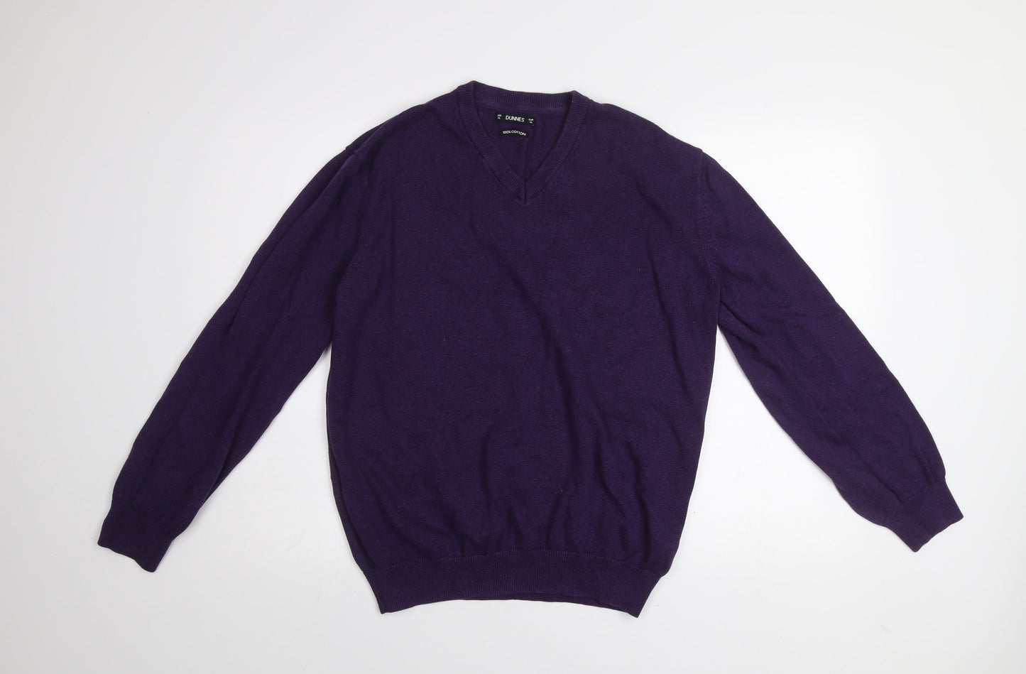 Dunnes Men’s Purple Cotton V-Neck Jumper XL Regular Fit