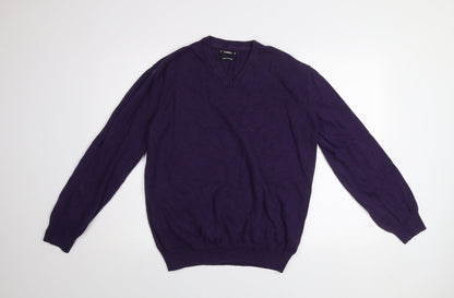 Dunnes Men’s Purple Cotton V-Neck Jumper XL Regular Fit