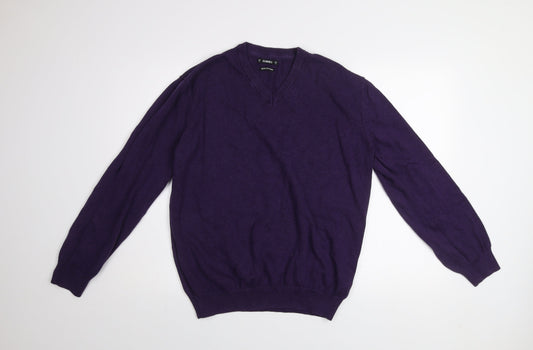 Dunnes Men’s Purple Cotton V-Neck Jumper XL Regular Fit