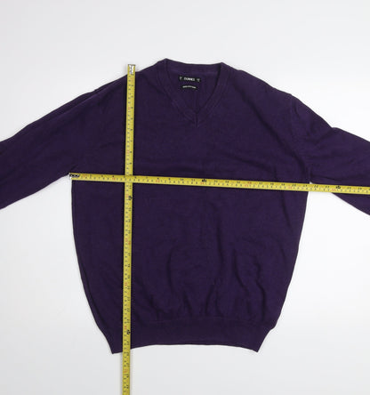 Dunnes Men’s Purple Cotton V-Neck Jumper XL Regular Fit