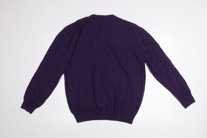 Dunnes Men’s Purple Cotton V-Neck Jumper XL Regular Fit