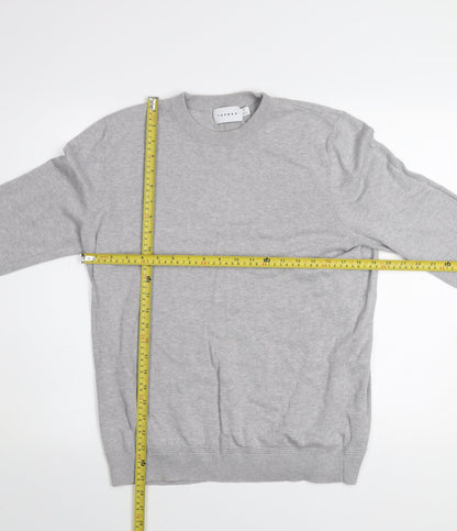 Topman Men's Grey Cotton Crew Neck Pullover Jumper Size M