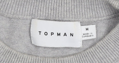 Topman Men's Grey Cotton Crew Neck Pullover Jumper Size M