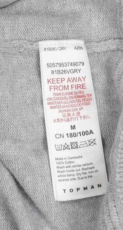 Topman Men's Grey Cotton Crew Neck Pullover Jumper Size M